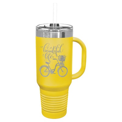 Polar Camel 40 oz. Yellow Travel Mug with Handle, Straw Included