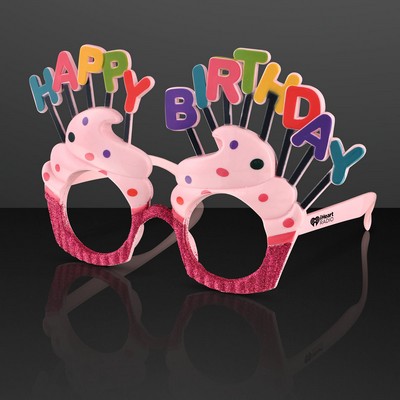 Birthday Party Cupcake Eyeglasses, No Lens, No Light - PRINTED