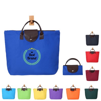 Zippered Oxford Folding Tote Bag