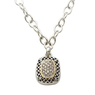 Round Diamond Pendant Necklace W/ Color Medallion