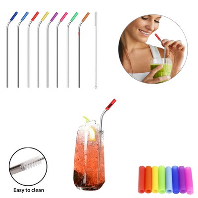 8.46" Protector Bend Metal Straw w/Brush