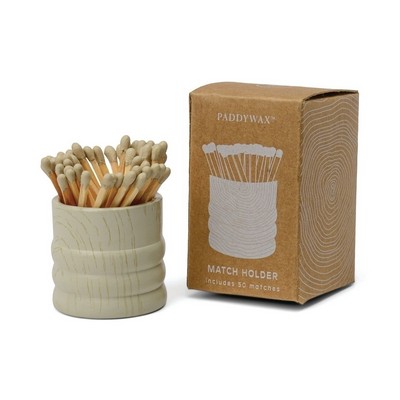 Grain Wood Match Holder - White
