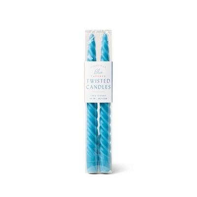 Twisted Taper 10" Tall Blue Boxed Candles, 2 Per Pack