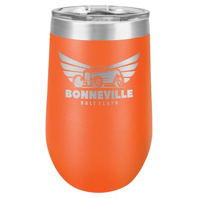 Orange Polar Camel™ 16 oz Stemless Wine Tumbler with a Clear Lid