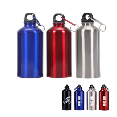14 Oz. Aluminum Sports Bottle with Key Ring for Travel