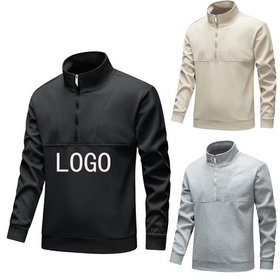 Half Zip Pullover Stand Up Collar Hoodie