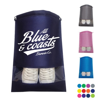 Travel Drawstring Shoe Bag with Transparent Panel