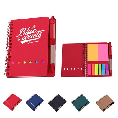 Stylish Spiral Notebook with Sticky Notes and Pen