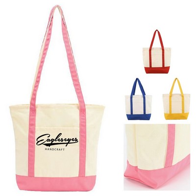 Canvas Boat Tote Bag with Front Pocket