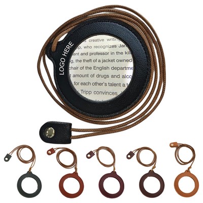 Vintage Leather Necklace Magnifier 3X Portable Magnifying Glass for Seniors Reading Crafting