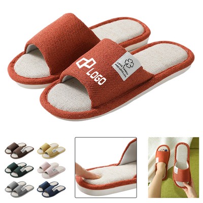 All-Season Indoor Open-Toe Linen Slippers