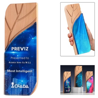 Mosaic Crystal And Wood Tropy