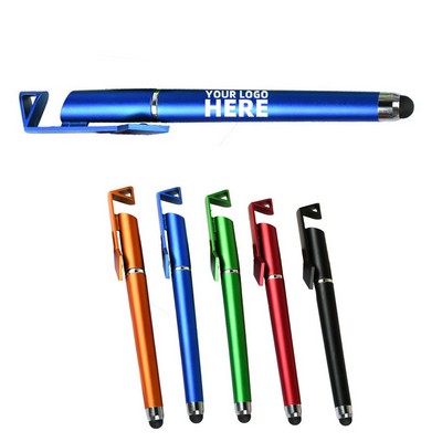 3" 1 Stylus Ballpoint Pen With Phone Stand & QR Code