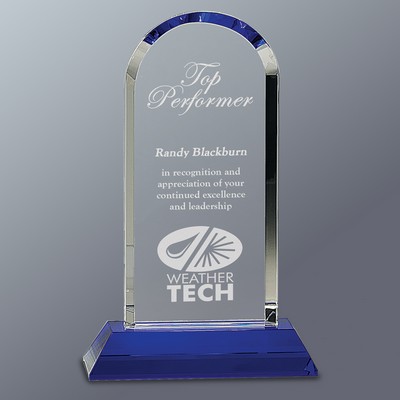 Clear Crystal Dome on Blue Crystal Base, 5-3/4"x 9-1/4"H