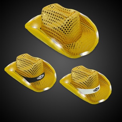 GOLD SEQUIN LED COWBOY HAT(Blank)