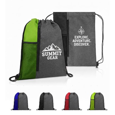 Vertical Drawstring Backpack With Mesh Pocket