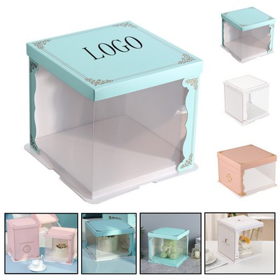 8" Translucent Double Layer Square Birthday Cake Boxes