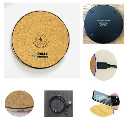 15W Round Fast Charging Wood Aluminum Alloy Wireless Charger