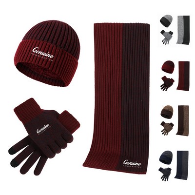 Unisex Winter Beanie Scarf Gloves Set