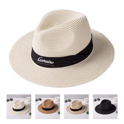 Elegant Wide Brim Straw Sun Hat - UPF 50+