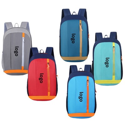 Two-Tone Vertical Zip Daypack with Mesh Pockets