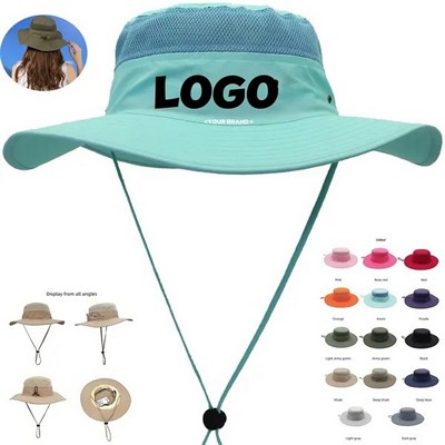 Outdoor Sun Hat Mesh Panel Wide Brim Bucket In Stock