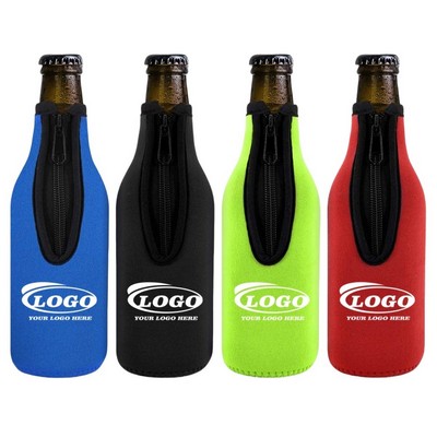 Neoprene Beer Insulator Coolers Bottle Sleeves W/ Zipper