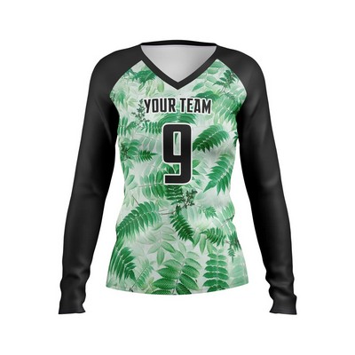 Custom Women's V-Neck Long Sleeve Volleyball Jersey