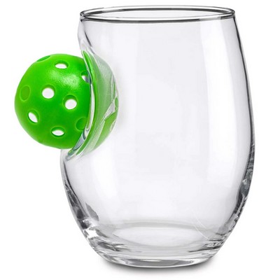 Pickleball Embedded Wine Glass