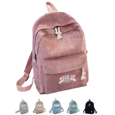 Roomy Corduroy School Backpack