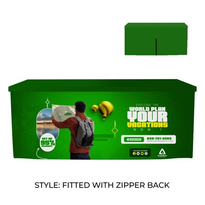 8' RPET Table Cover FITTED w/ ZIPPERED BACK