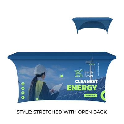 4' RPET Table Cover STRETCHED w/ OPEN BACK