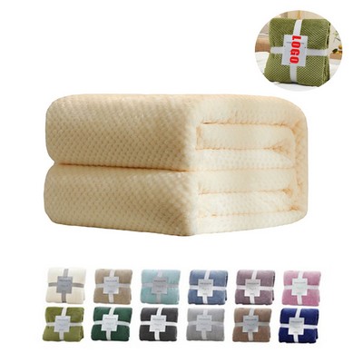 Large Waffle Weave Flannel Fleece Throw Blanket