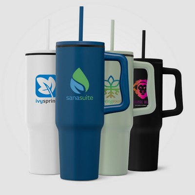 Polar - 40 oz. Stainless Steel Tumbler with Plastic Liner and Straw - Full-Color Inkjet