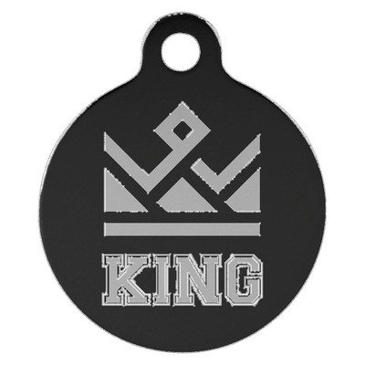 1" Black Anodized Aluminum Round Pet Tag with Tab