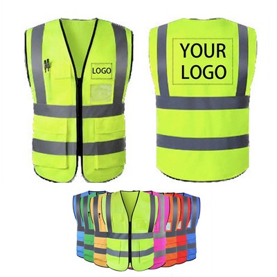 Multi Pocket High Visibility Reflective Safety Vest