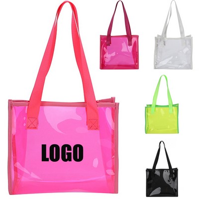 Reusable Transparent PVC Garment Tote Bag With Handles