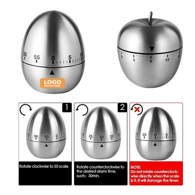 Egg Kitchen Timer Stainless Steel Mechanical Rotating