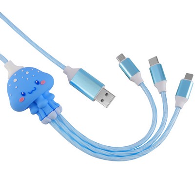 Light-Up 3-in-1 Charging Cable with Optional Custom PVC Head