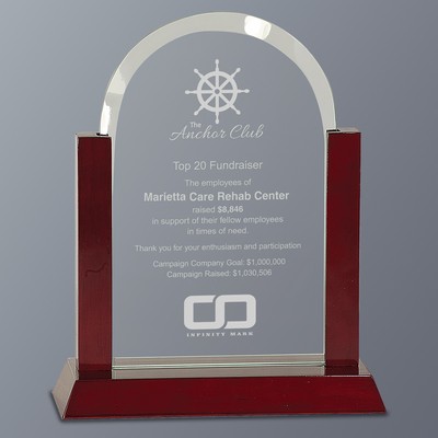 Gateway Dome Jade Glass on Rosewood Finish Base, Large (7-1/2" x 9")