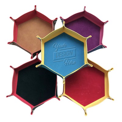 2-Layer Hexagonal Leather Valet Tray