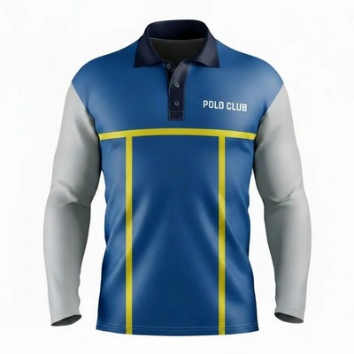 Sublimated Long Sleeve Spandex Interlock Polo 180GSM
