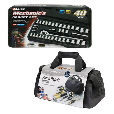 Allied 40-Piece Mechanic's Socket Set Plus 76-Piece Home Repair Tool Set