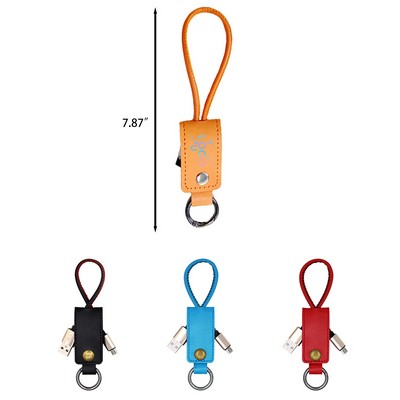 Faux Leather Charging Cable Keychain