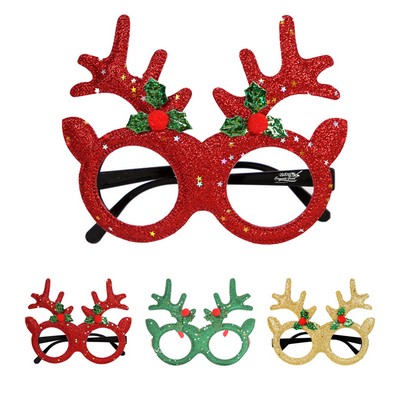 Christmas Decorative Glasses with Reindeer Antler Design