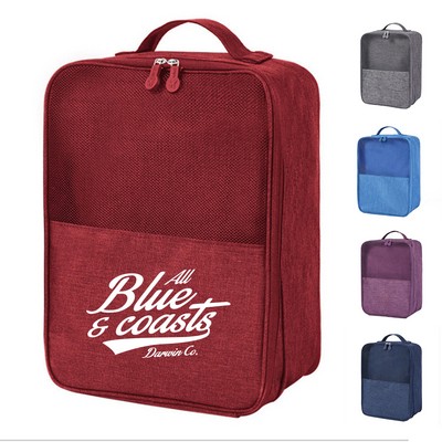 Travel Shoe Organizer Bag with Zip Closure and Back Pocket
