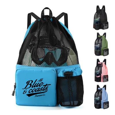 Mesh Beach Drawstring Backpack