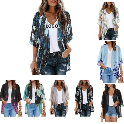 Women's Floral Puff Sleeve Kimono