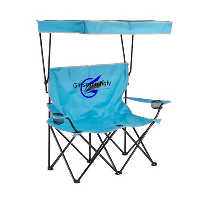 Double - person Outdoor Folding Chair with Sunshade Canopy