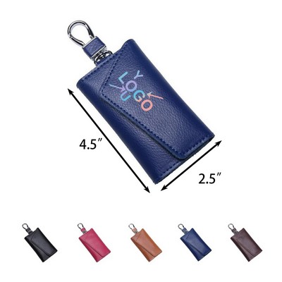 Leather Key Holder with Six Hooks and Snaps